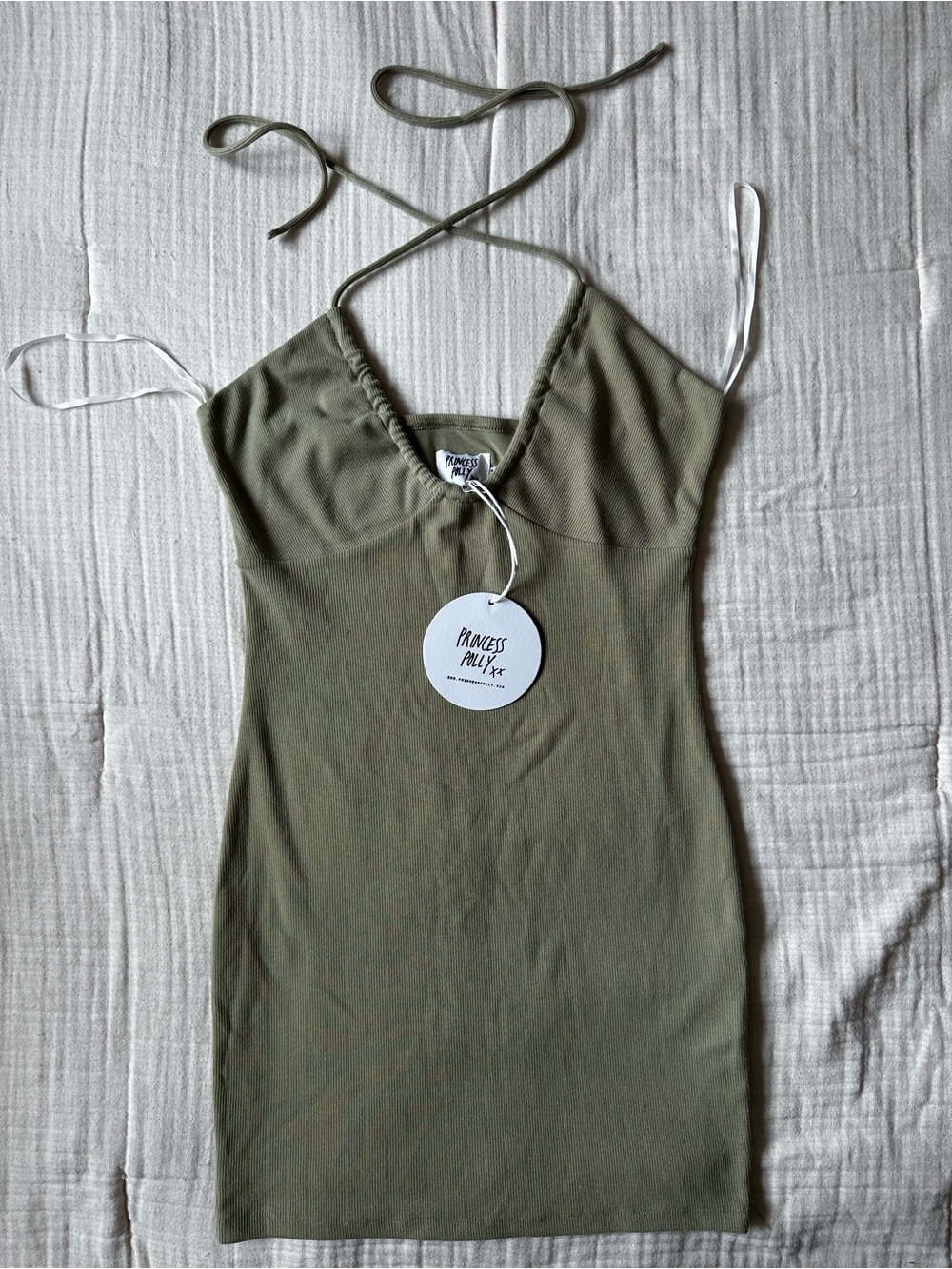 Princess Polly Khaki Ribbed Mini Dress